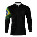 Camisa Brk Preta Bandeira do Brasil com Proteção Solar UV50 Envio Imediato