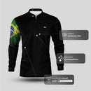 Camisa Brk Preta Bandeira do Brasil com Proteção Solar UV50 Envio Imediato